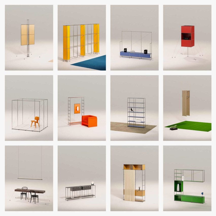 Grid containing 12 photos of different types of furniture, all on plain backdrops