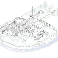 Axonometric drawing of Elliðaárstöð power station transformation by Terta
