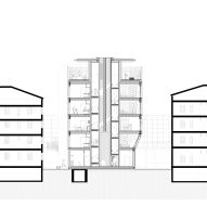 Section of Kinderoase an der TUM by Kéré Architecture