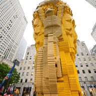 Oversized Lego World Cup at the Rockefeller Center in New York