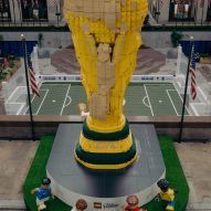 Oversized Lego World Cup at the Rockefeller Center in New York