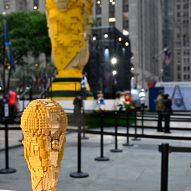 Oversized Lego World Cup at the Rockefeller Center in New York