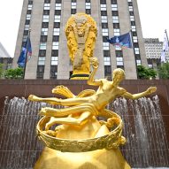 Oversized Lego World Cup at the Rockefeller Center in New York
