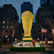 Oversized Lego World Cup at the Rockefeller Center in New York