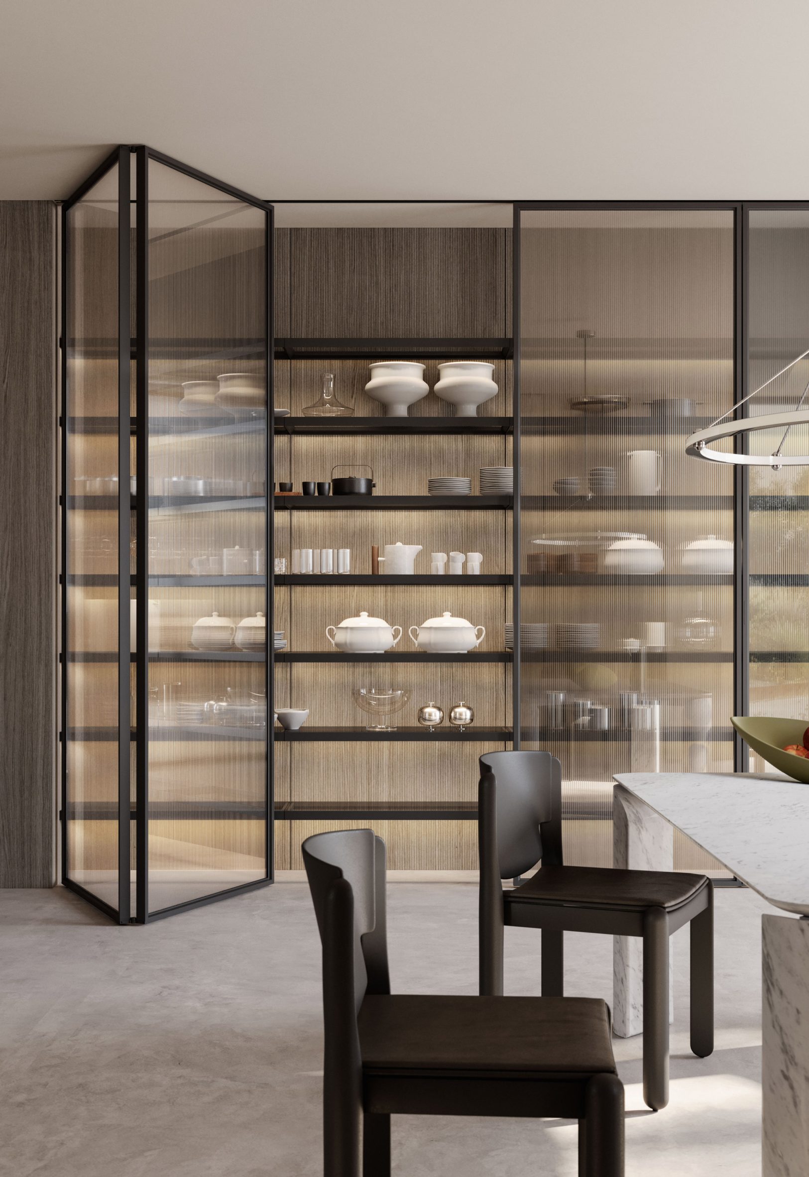 Framework system by Lualdi with L7 Bi-Folding doors