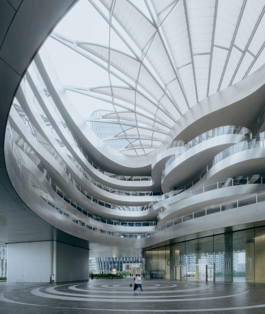 Atrium interior at the Tencent Shenzhen Headquarters