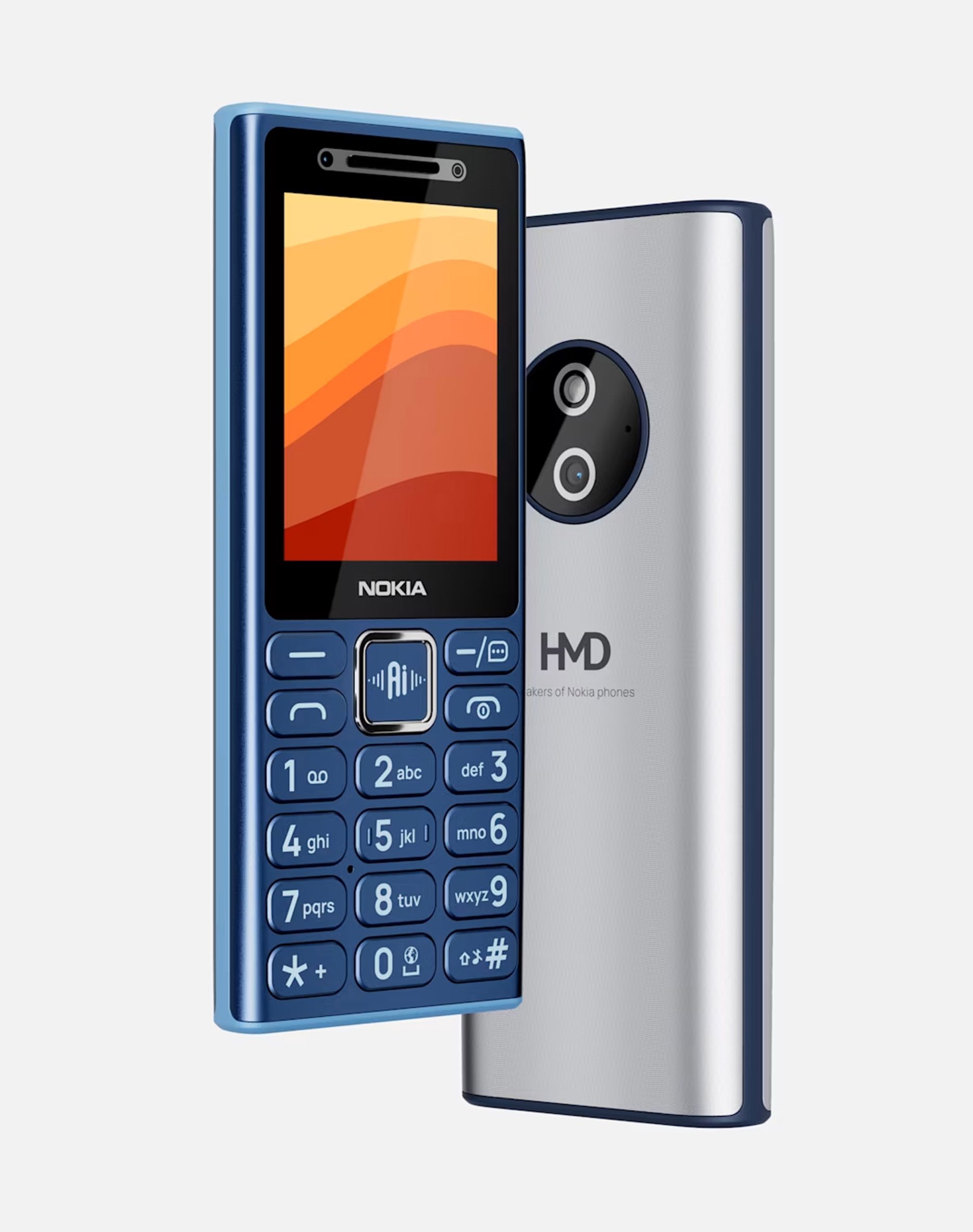Parte delantera y trasera del teléfono móvil Nokia 210