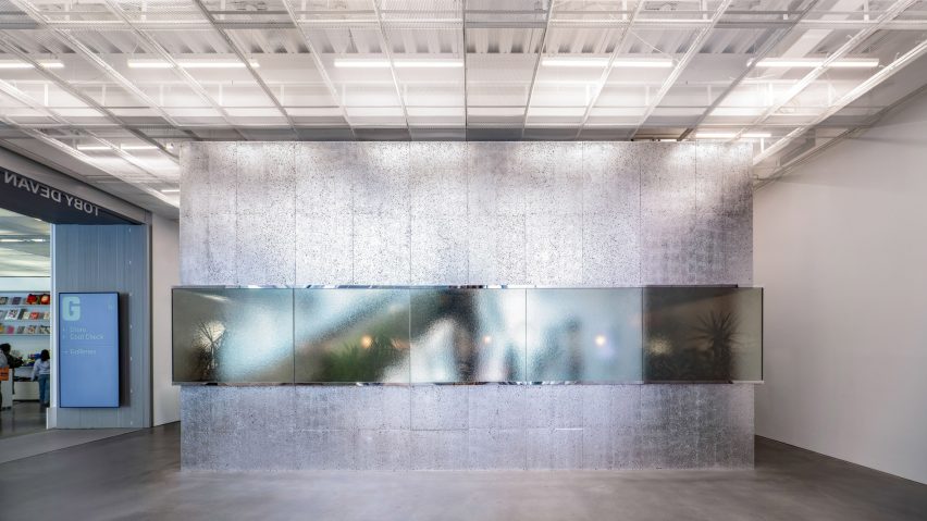 A metallic box within the ground-floor lobby of the expanded New Museum