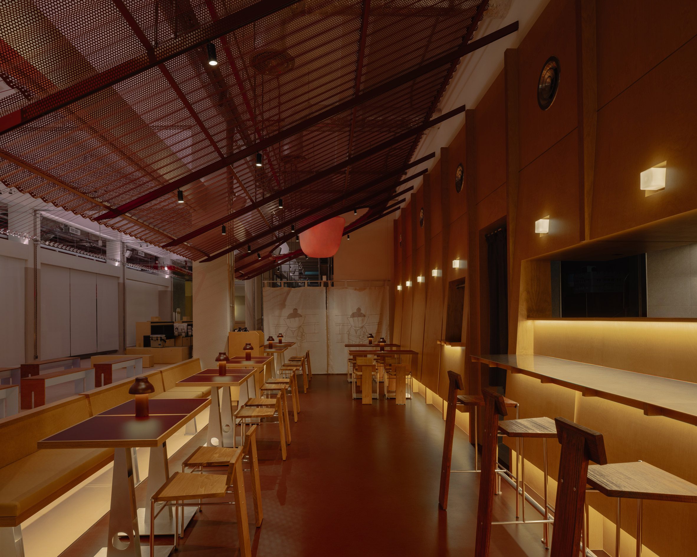 Muebles de madera contrachapada para restaurante estilo izakaya.