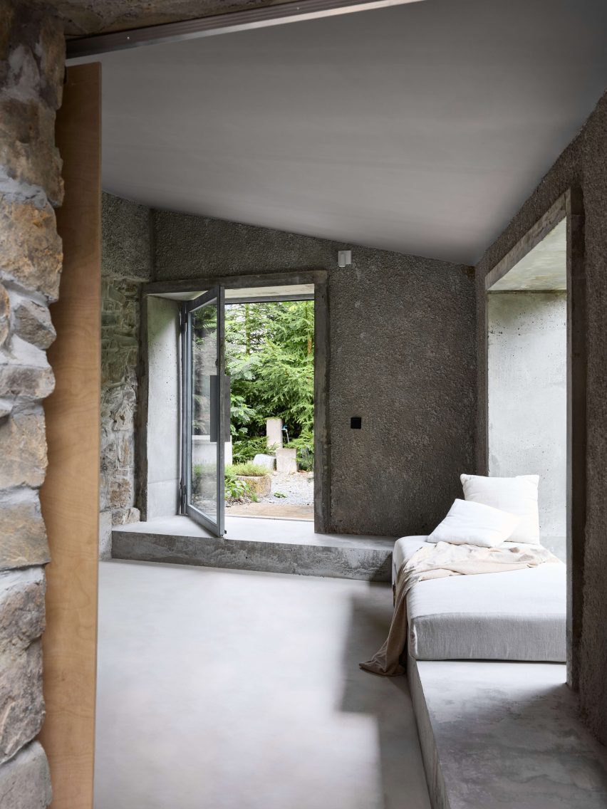Concrete summer house interior