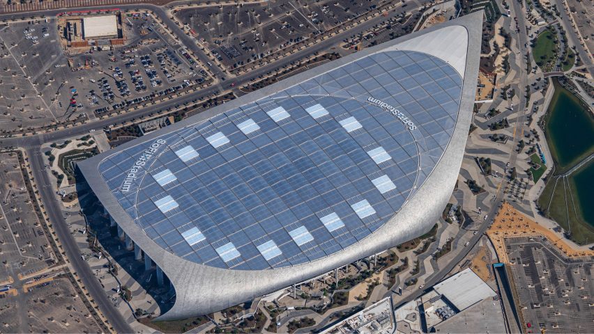 Aerial view of Sofi stadium in Los Angeles