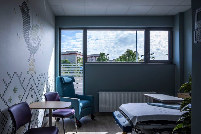 Patient room within new hospital in Brody