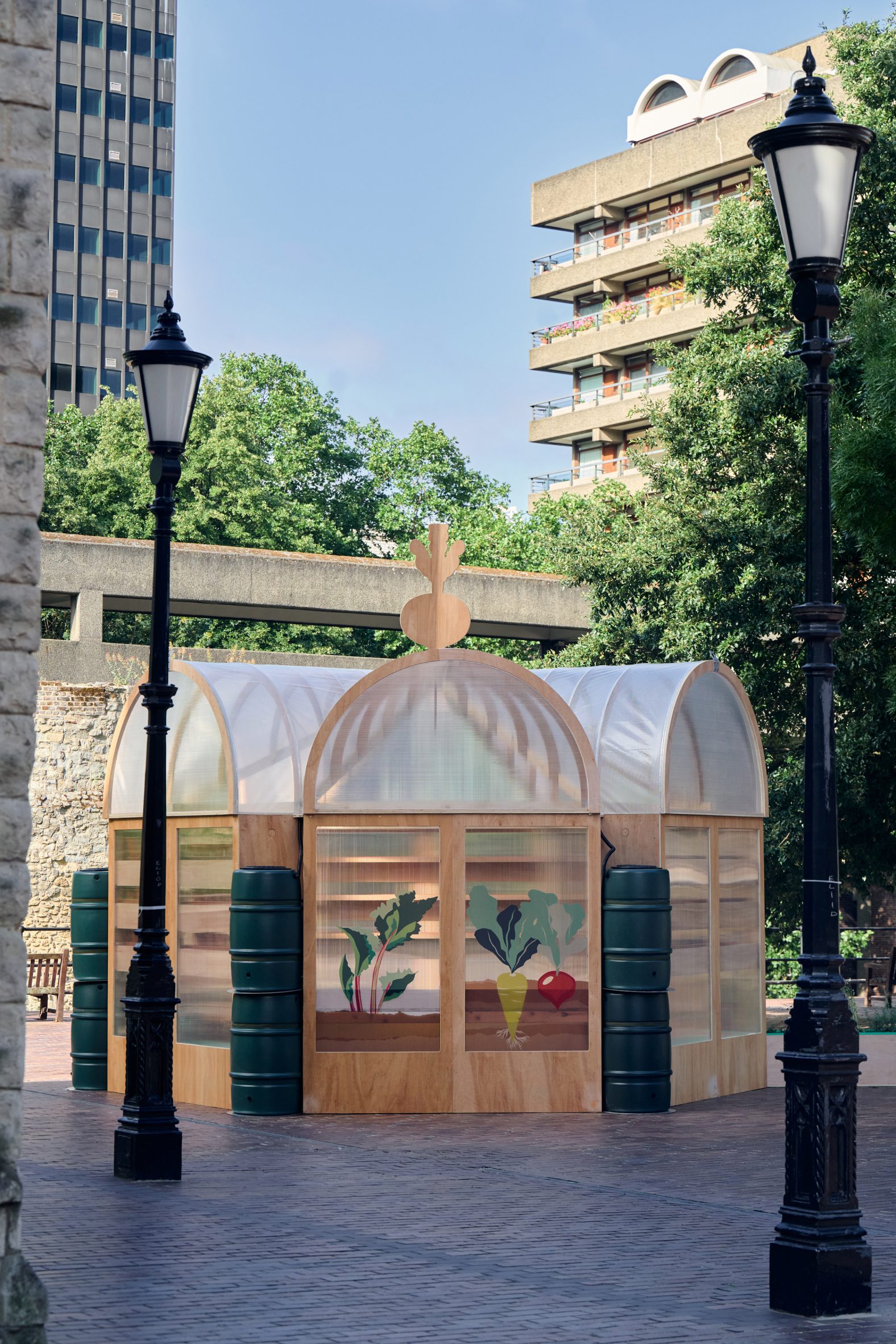 Verduras en el Barbican Center diseñado por Studio Folk Architects y Raskl