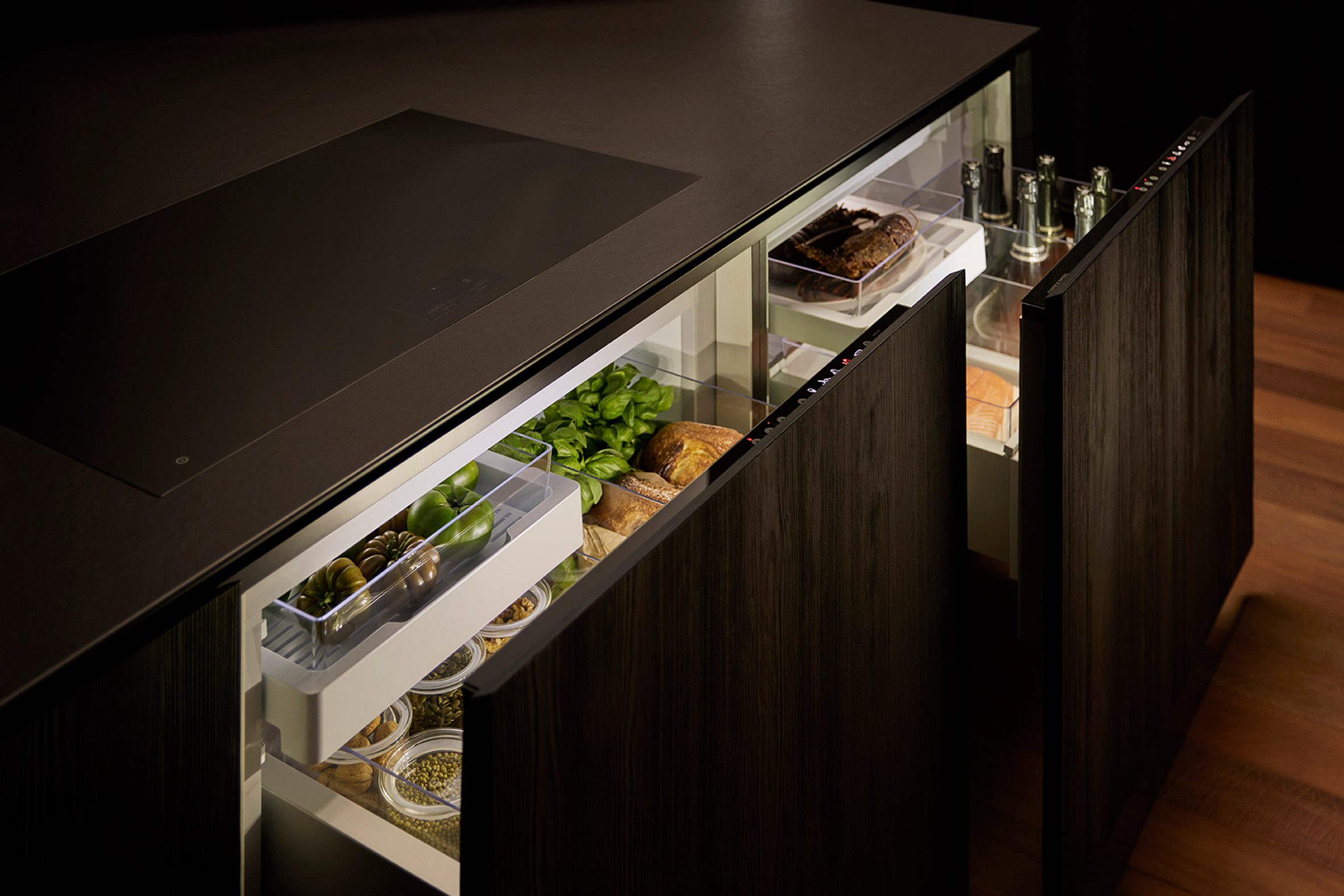 Render of a kitchen with appliances by Fisher & Paykel