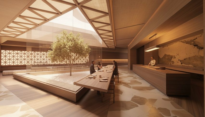Architectural render of restaurant experience