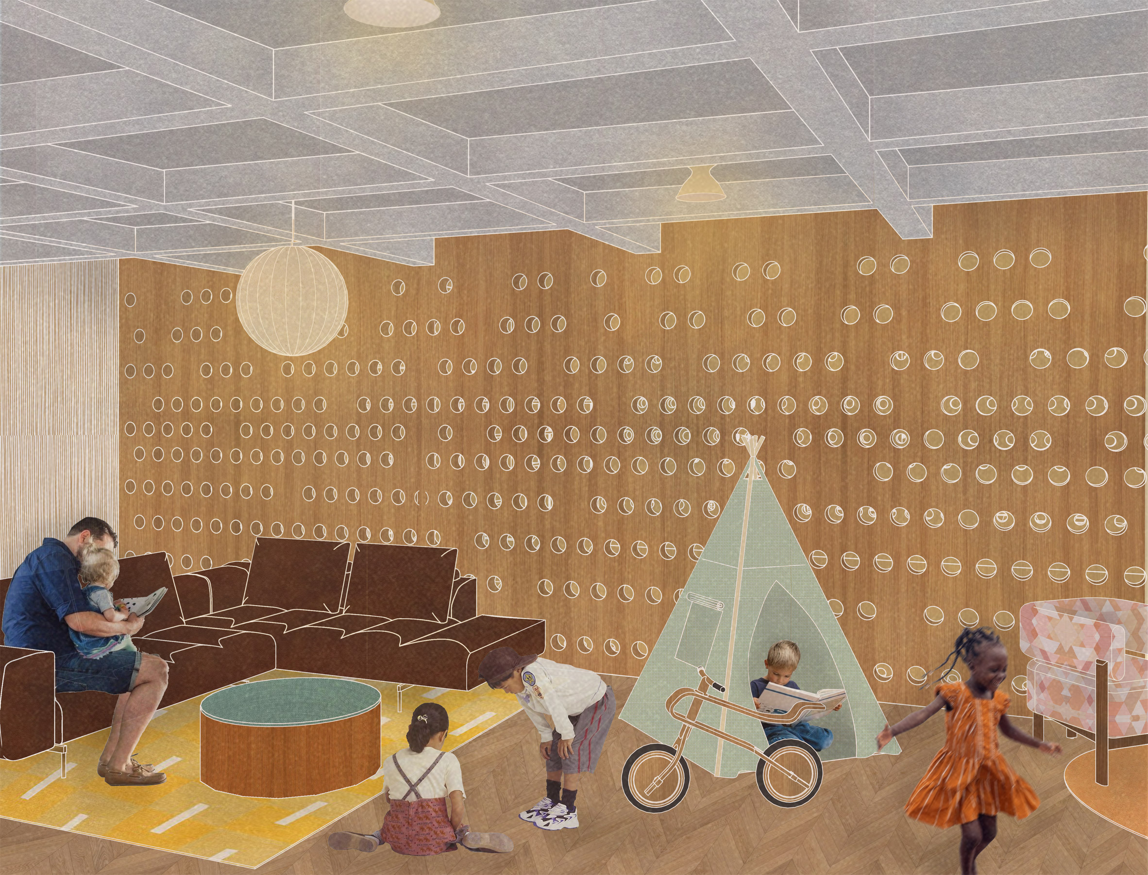 Render of community housing space