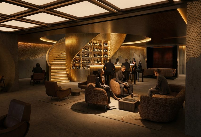 Render of bar area with sofas