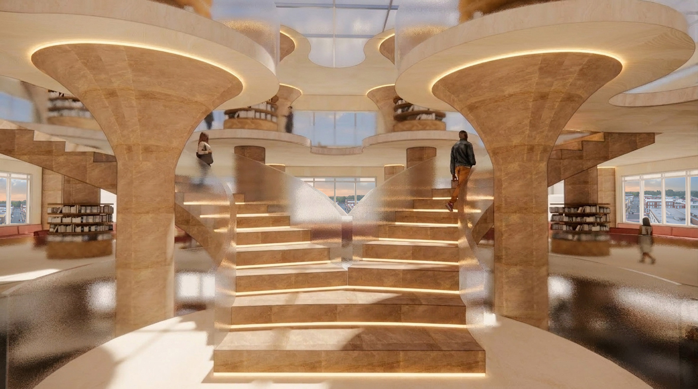 Render of bookstore cafe