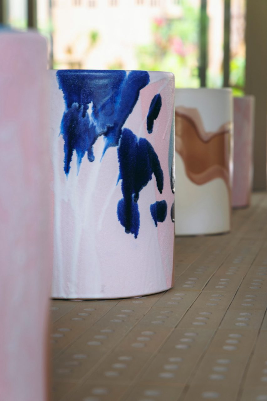 Glazed ceramic stools