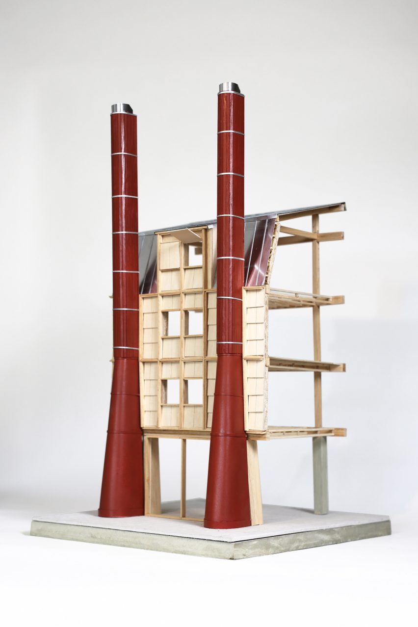 A model of a building's facade 