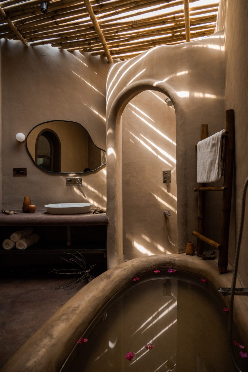 Interior view of The Earthen Retreat by AKSH Architects