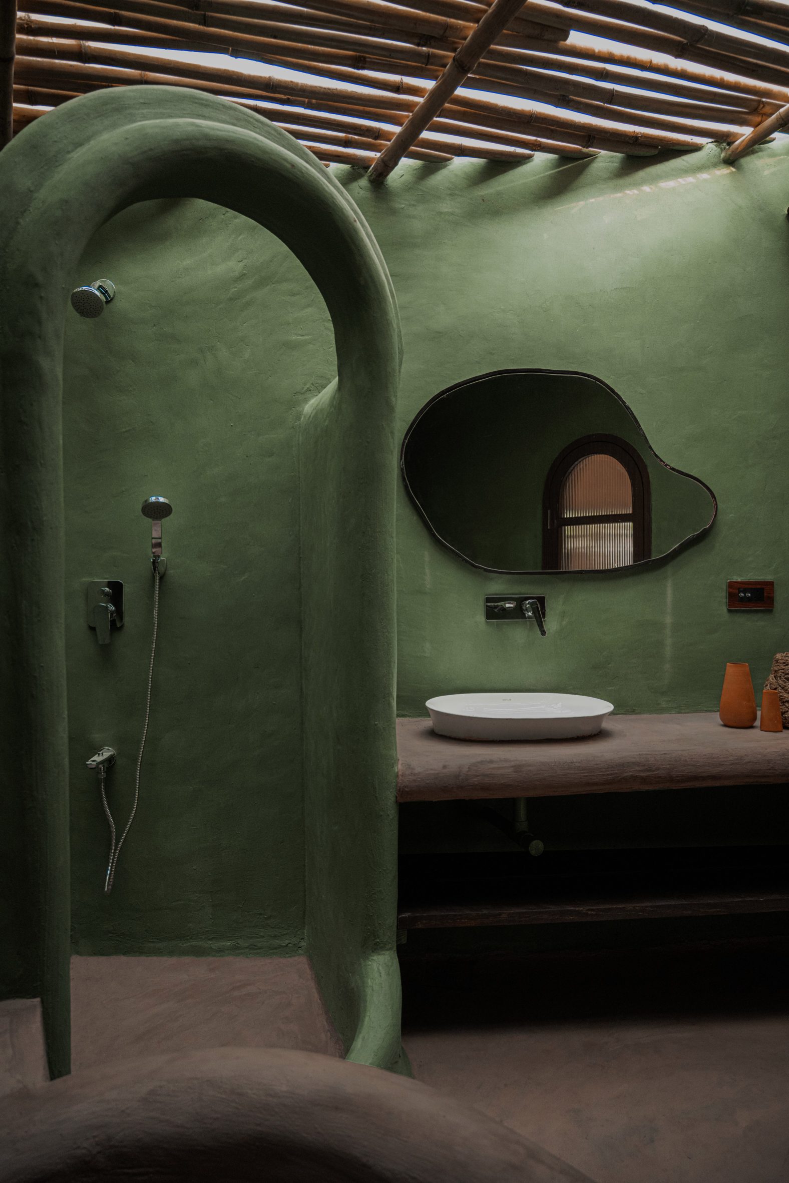 Bathroom interior at Indian guesthouse 
