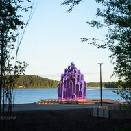 Crystal-shaped sauna rises from former industrial site in Sweden