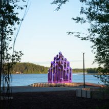 Crystal-shaped sauna rises from former industrial site in Sweden