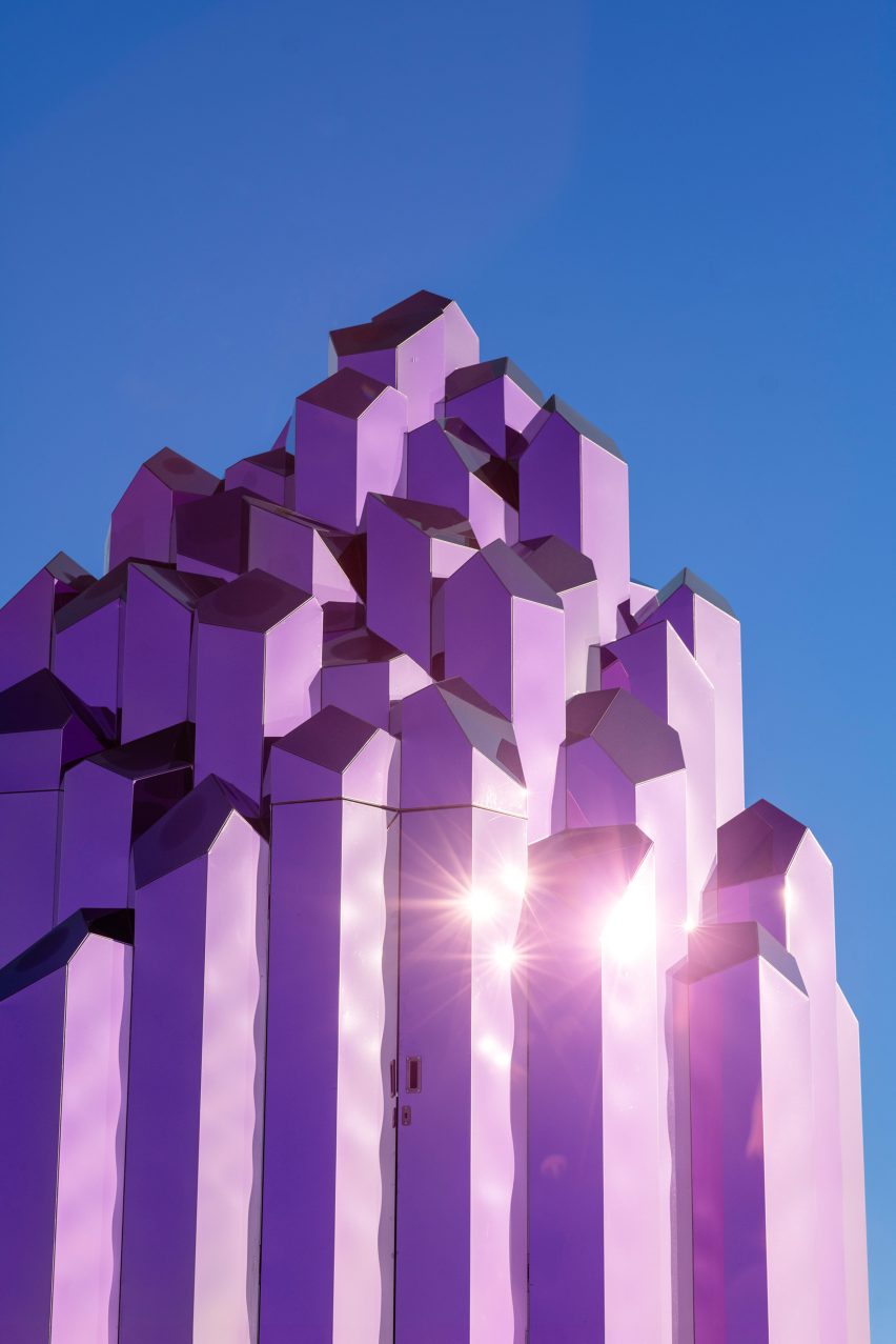 Crystal Sauna by Bigert & Bergstrom pink faceted exterior