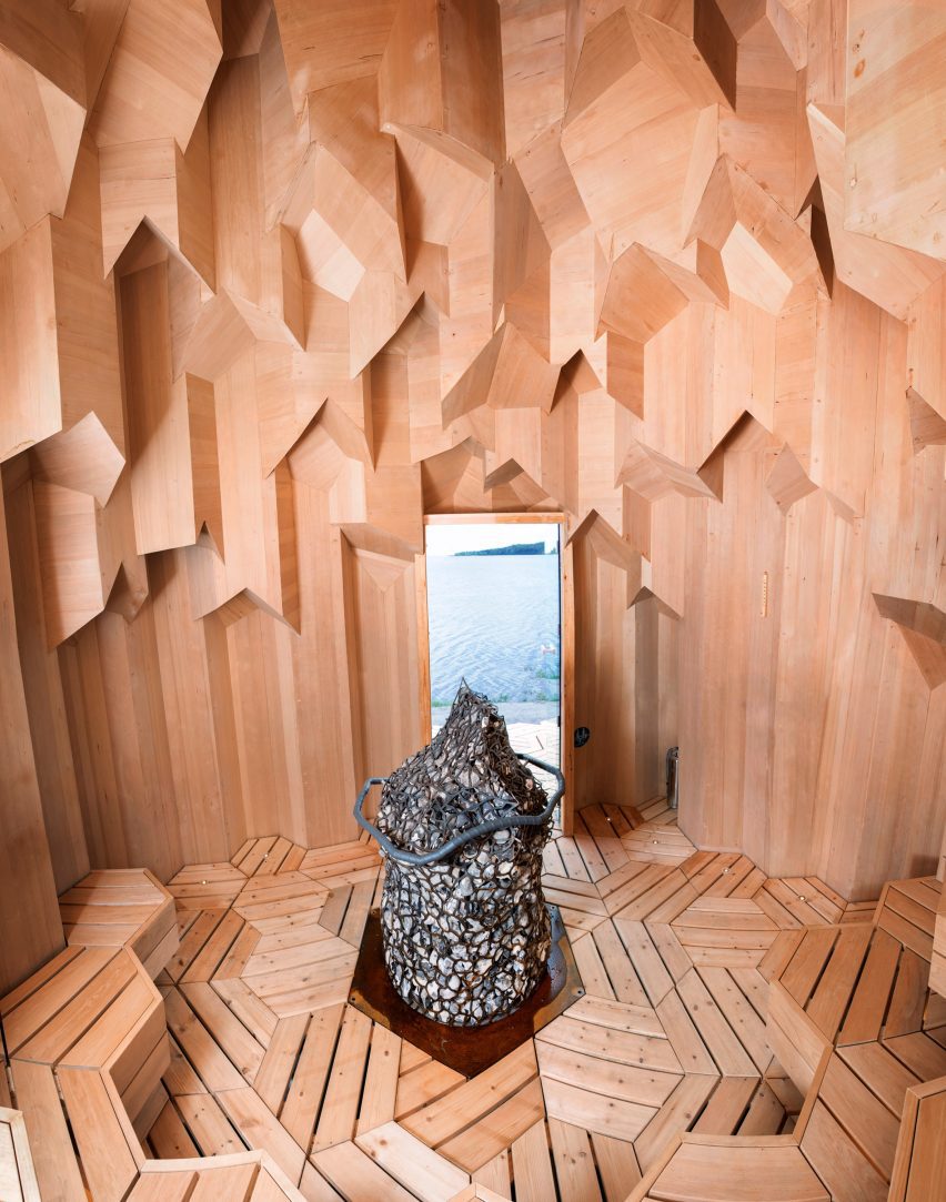 Crystal Sauna by Bigert & Bergstrom wood-lined interior