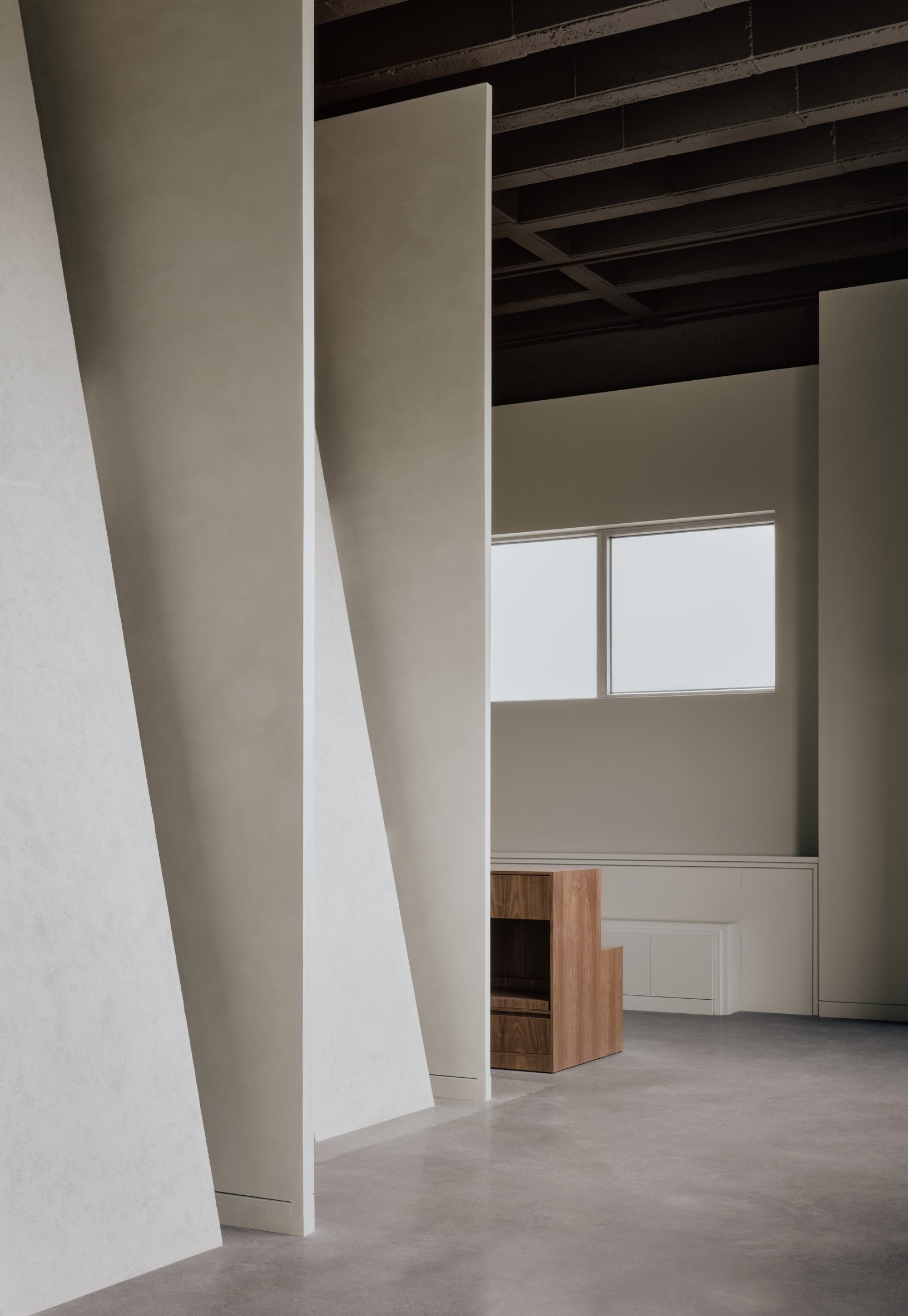 Vet clinic with tall, coffered ceiling and dramatic architectural features