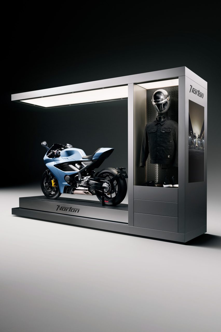Futuristic-style Norton podium