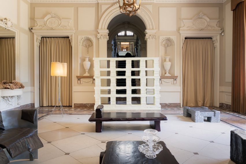 Entrance hall in God Speed exhibition by Uppercut at Chateau de Spycker