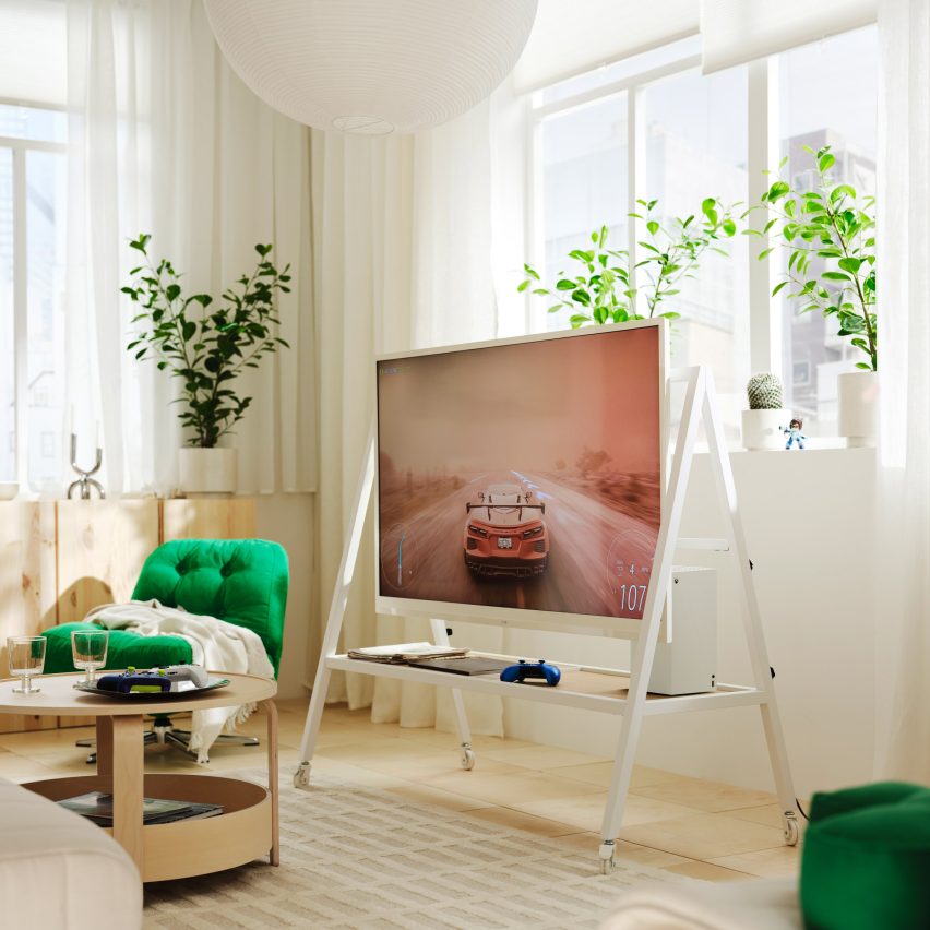 White IKEA TV stand