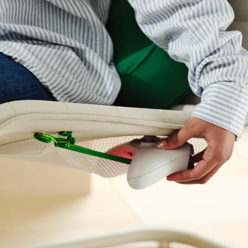 Hidden pockets under gaming chair from YXSTABY collection by IKEA and Xbox