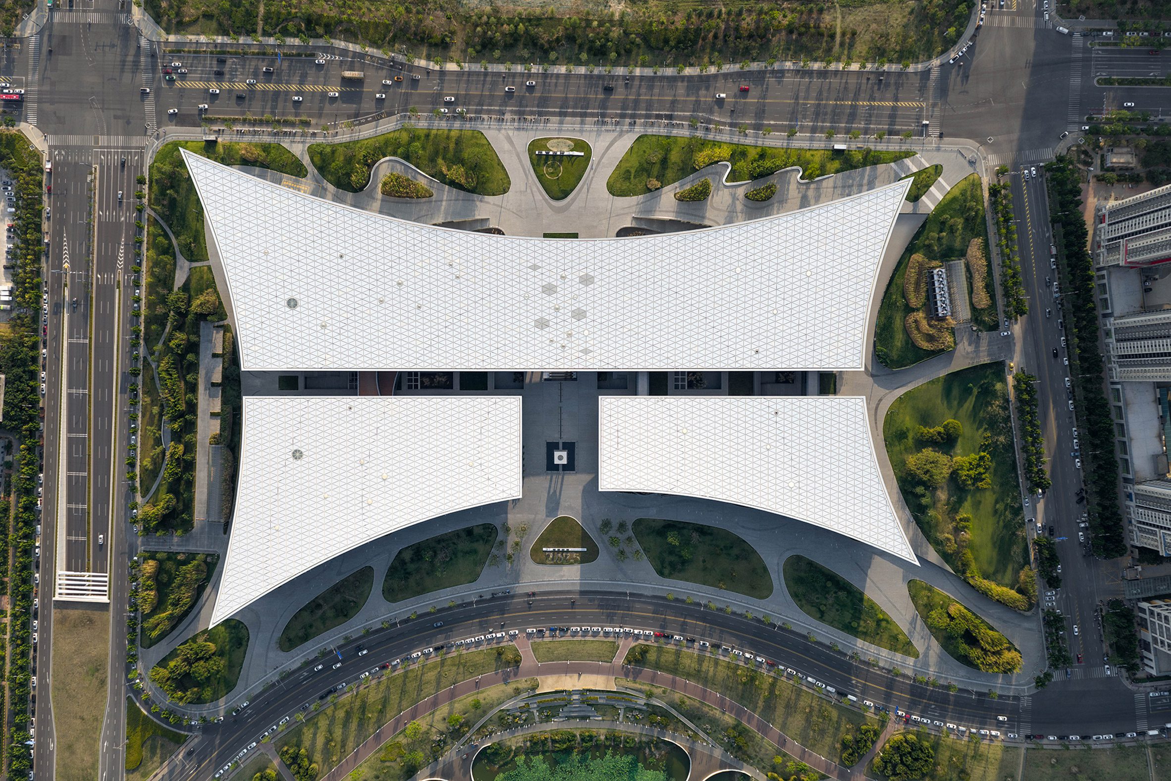 Aerial view of Xi’an Public Library by HONG Designworks