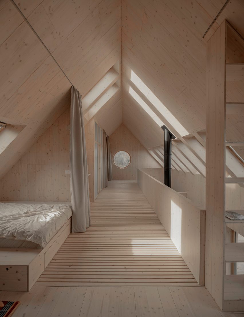 Wooden interior at Slovakia home by Oatelier