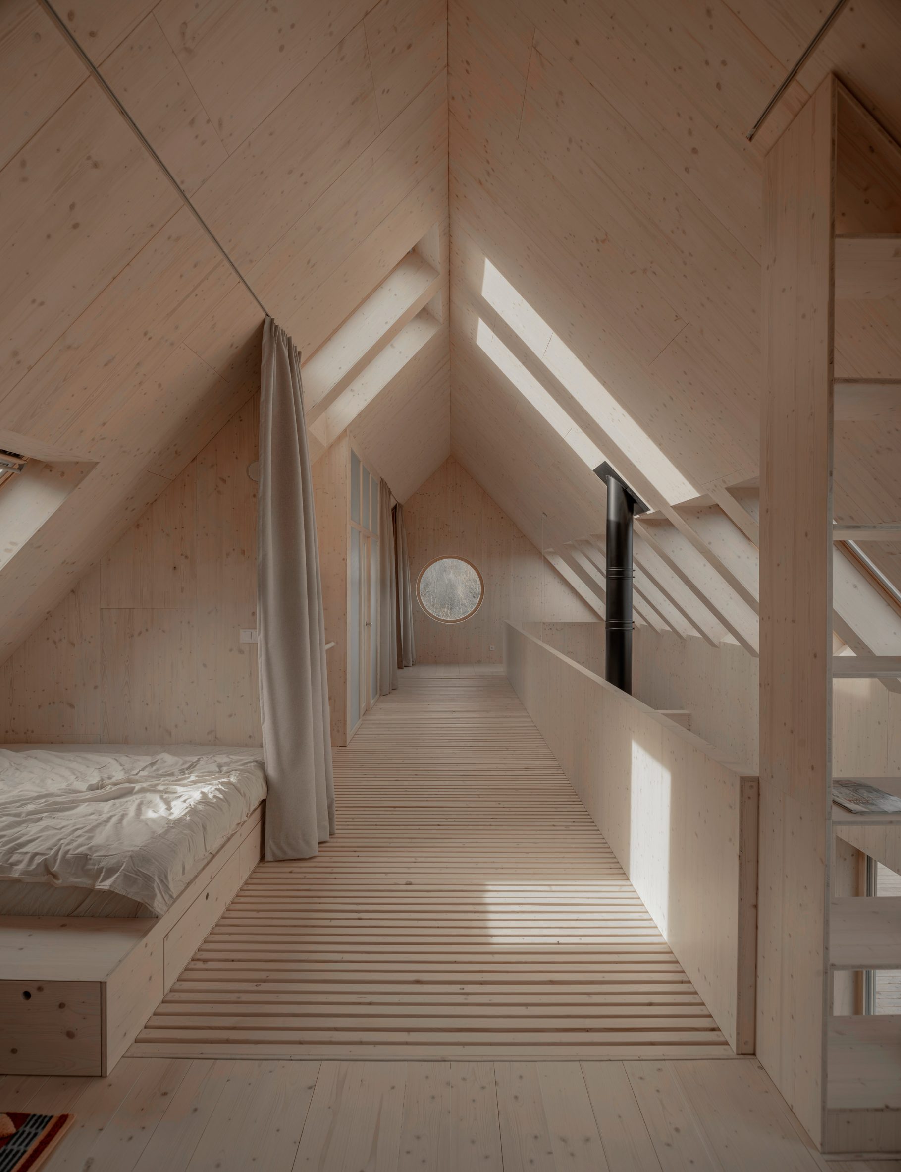 Wooden interior at Slovakia home by Oatelier