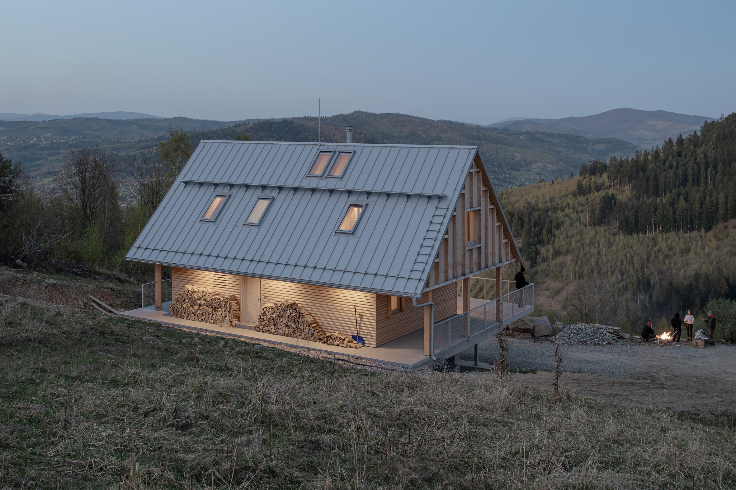View towards timber home by Oatelier