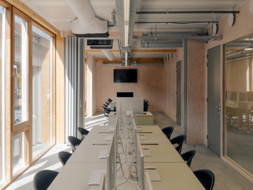 Wood-lined office
