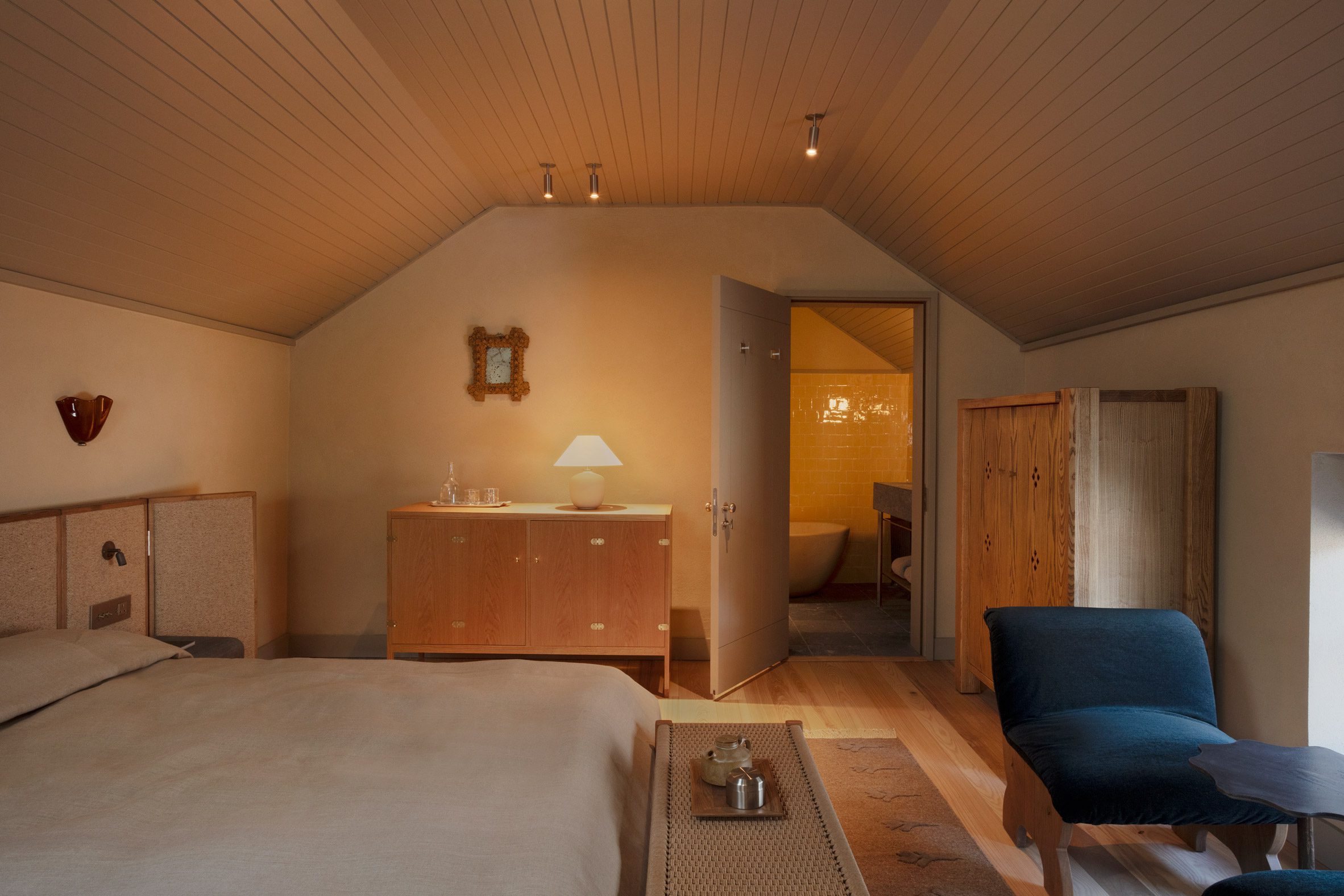 Bedroom with low ceiling