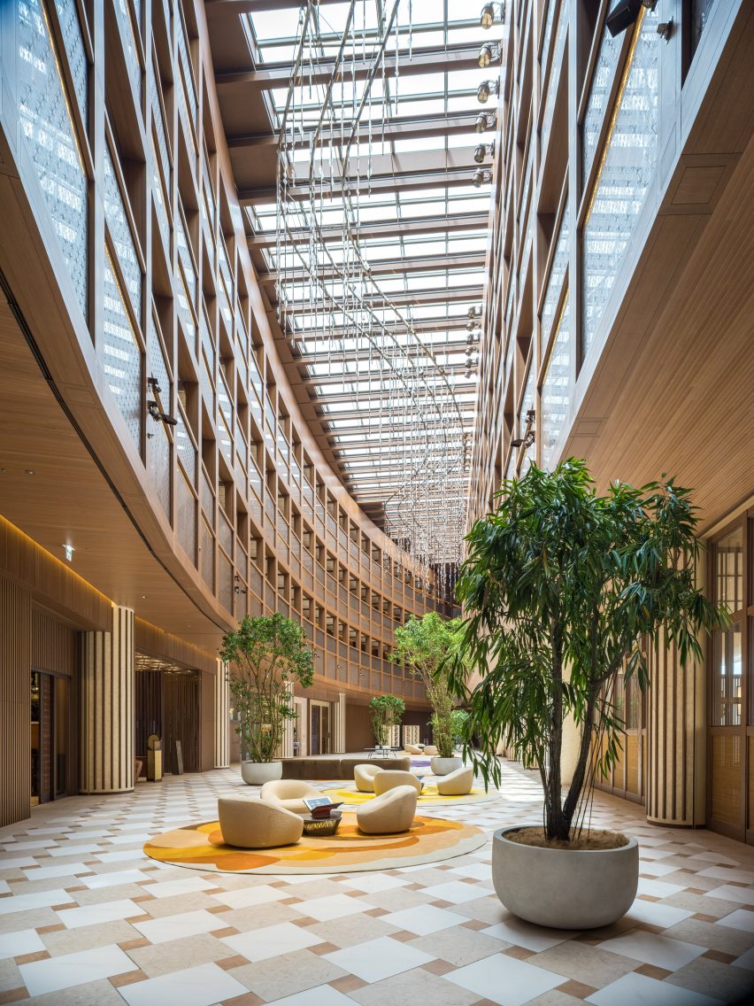 Central atrium in Japanese hotel