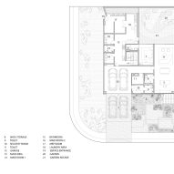 Ground floor plan of Split Mass Residence by K-Thengono Design Studio