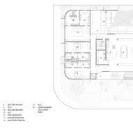 First floor plan of Split Mass Residence by K-Thengono Design Studio