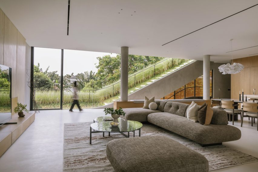 Interior of Split Mass Residence in Indonesia by K-Thengono Design Studio