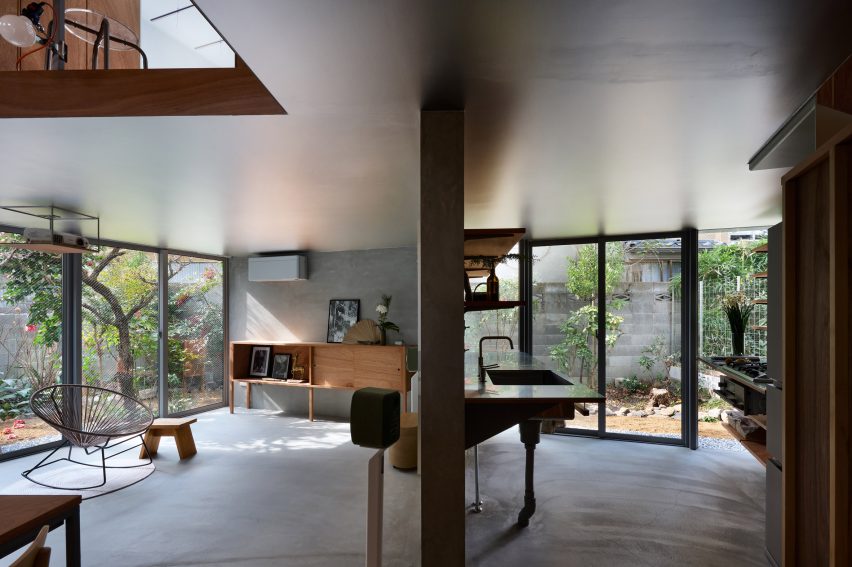 Ground floor interior at House in Shichiku by Tato Architects