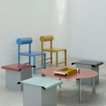Waka Waka curls colourful metal to form Ribbon furniture collection