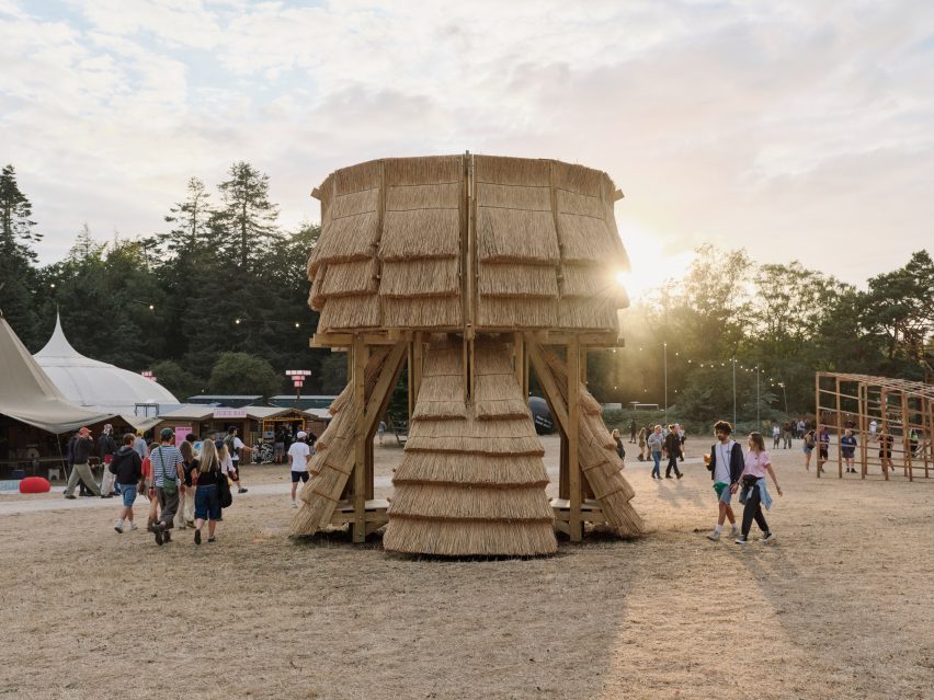 The Water Tower thatch installation at Houghton Festival by Cella Collective and Mitre & Mondays