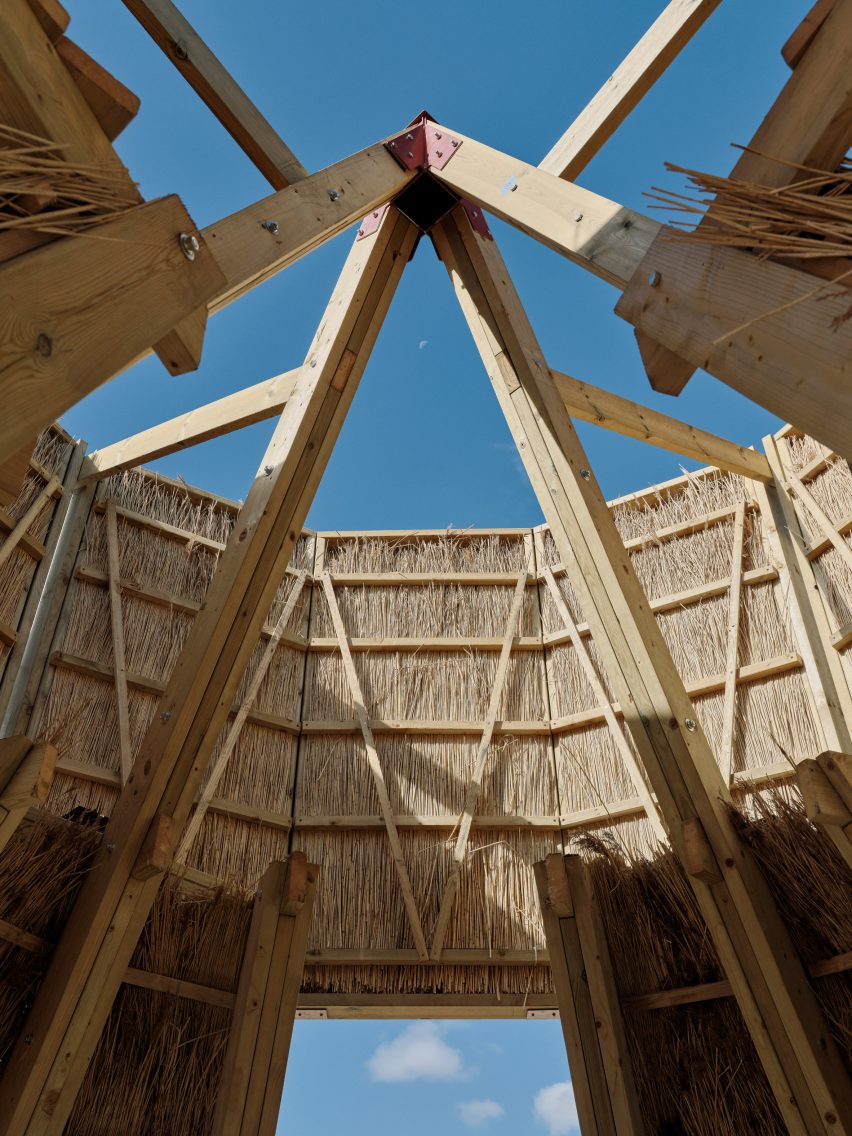 The Water Tower thatch installation at Houghton Festival by Cella Collective and Mitre & Mondays