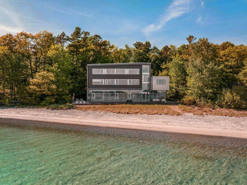 A residence originally built in 2005 on the shore of Lake Michigan's Grand Traverse Bay